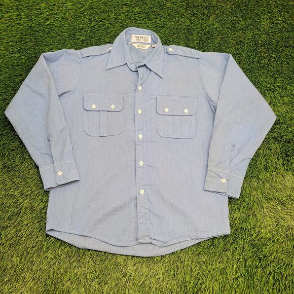 Vintage 80s Woolrich Button Shirt Large 23x30 Safari Western - Picture 1 of 15